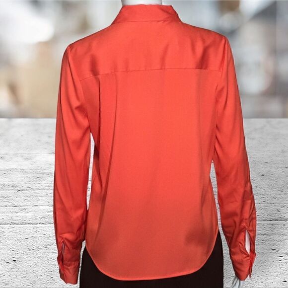 Catherine Malandrino Coral Collared Button down Blouse Size - Picture 4 of 8